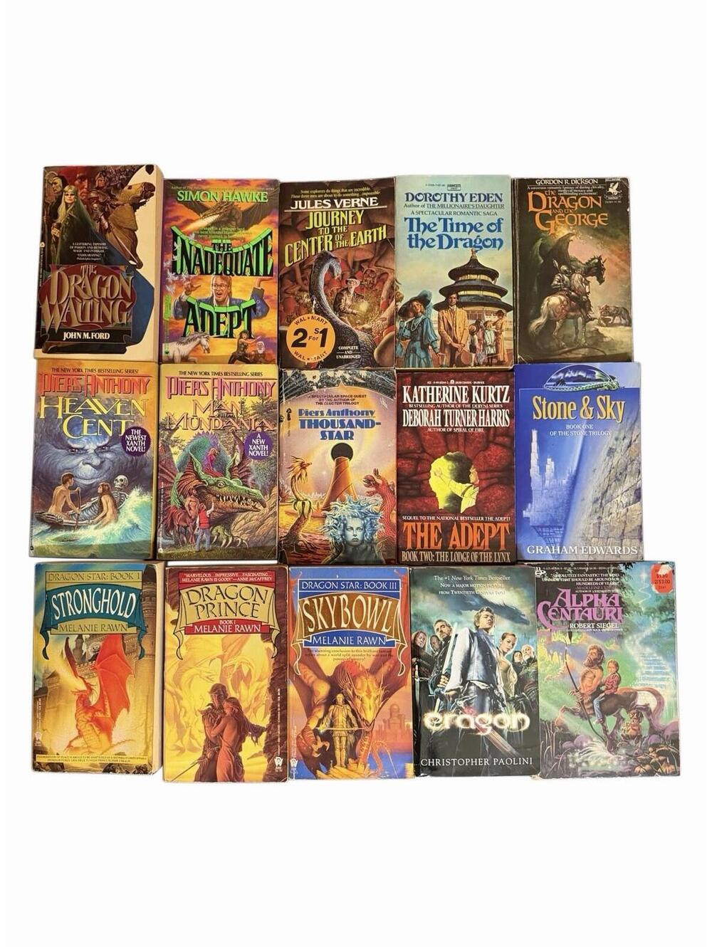 Lot of 15 vintage fantasy dragon and sword paperback books
